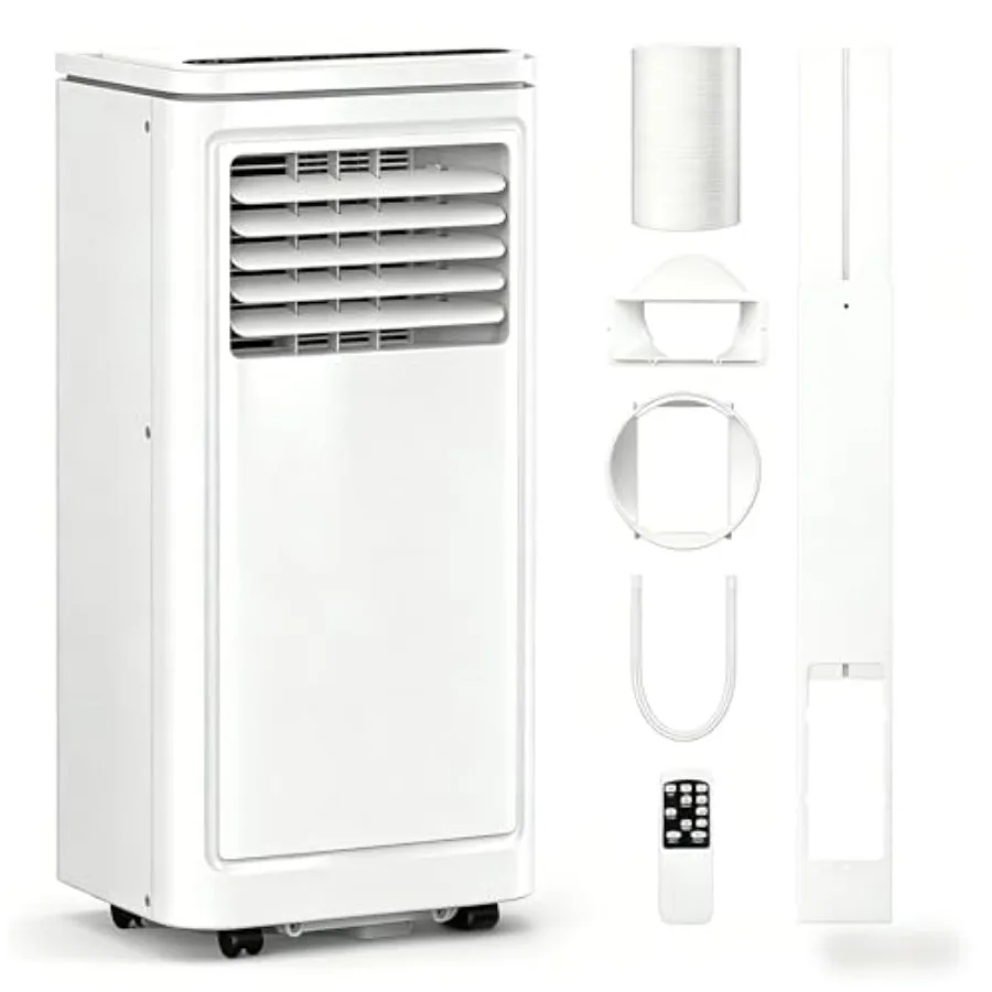

Portable air conditioner for rooms up to 450 sq. ft, plastic housing, white, 10000 BTUs with cool/fan/dry/sleep modes, 24H time