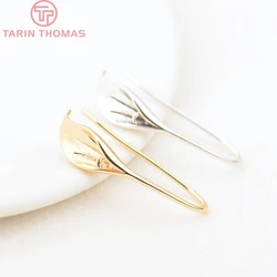 (2149)10PCS 26x6MM 24K Gold Color Brass Calla Lily Earrings Hoop High Quality DIY Jewelry Making Findings Accessories