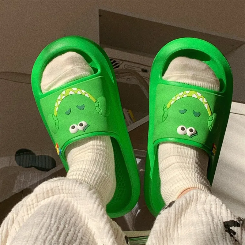 Disney Toy Story Rex Slippers Cute Cartoon Summer Soft Sole Slipper Women Man Bath Flip Flops EVA Non-slip Casual Shoes Sandal