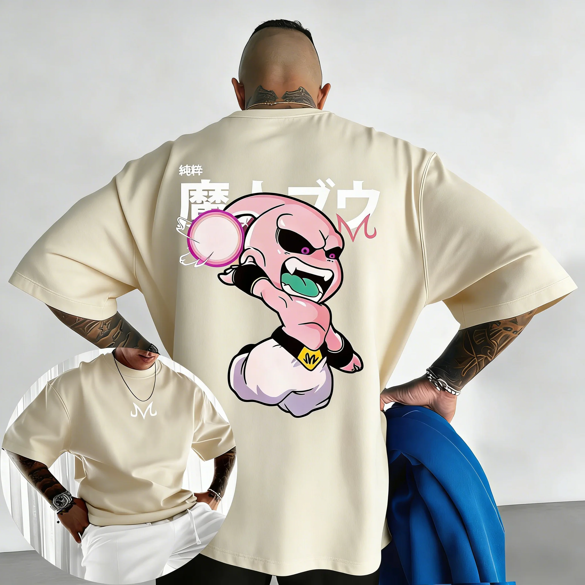 2026 Neues Dragon Ball Anime Baumwoll-T-Shirt Sommer Neu Majin Buu Bedrucktes Street Hip Hop Freizeit Kurzarm-Oberteil für Herren und Damen