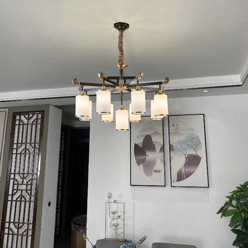 

SANDYHA American Style All Copper Pendant Lamp LED Light Suitable for Living Room Dining Table Home Decoration Lighting Fixtures