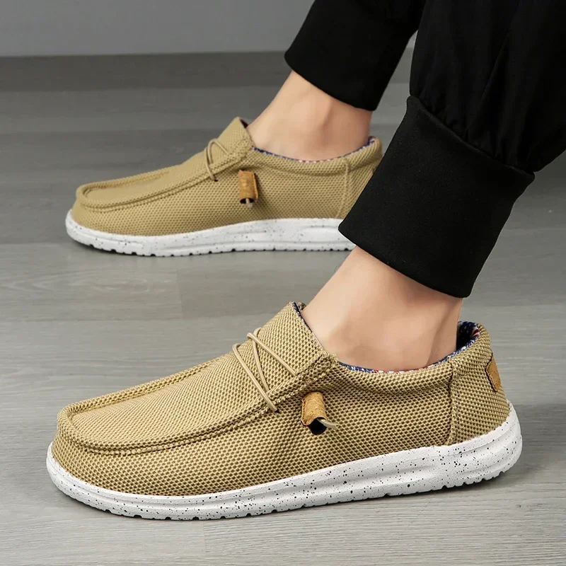 Men Casual Shoes Slip on Canvas Loafers Comfortable Walking Flats for Man Dude Non Slip Soft Moccasins Sneakers Summer