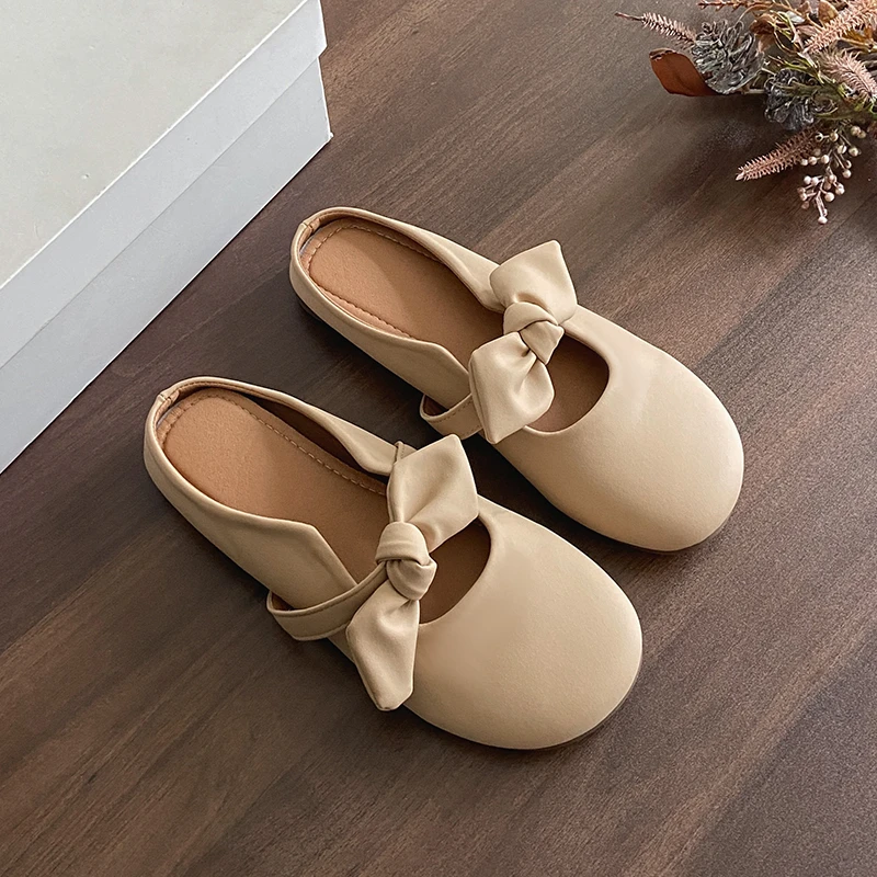 รองเท้าแตะสตรีแบบสวม หัวมน ผูก - Women Shoes Mules บทวิจารณ์และราคา