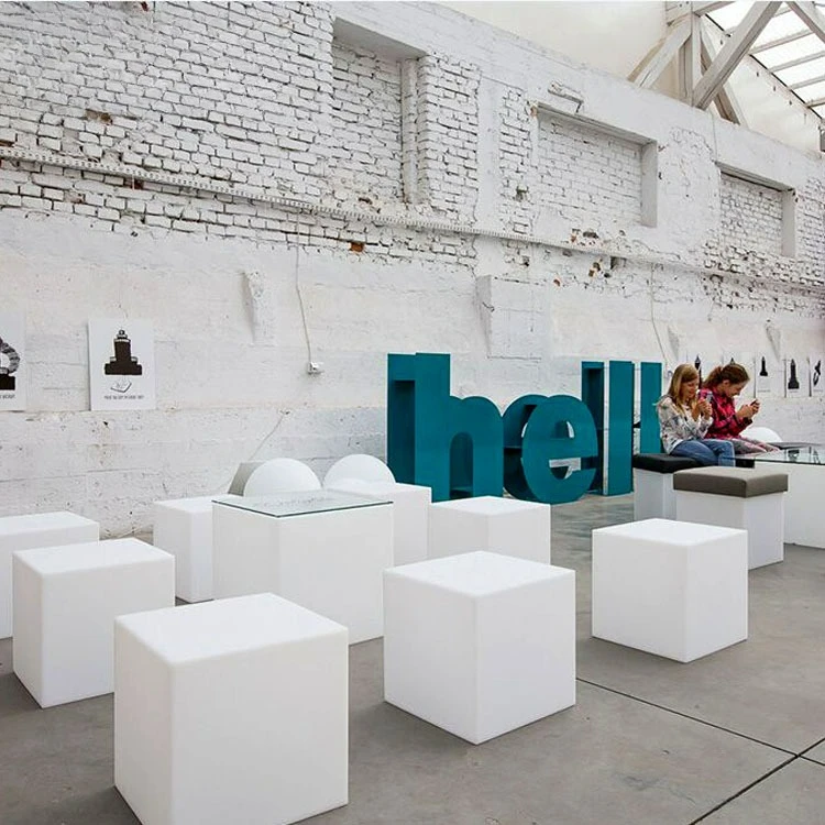 Glowing Square Stool Bar Party Glowing Chair Cube Glowing Square Discoloration