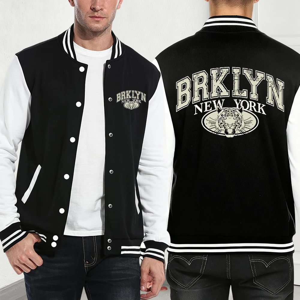 

Brklyn Нью-Йоркская бейсбольная майка с принтом, мужские осенние флисовые теплые пальто, базовые свободные куртки с карманами, повседневная спортивная мужская одежда