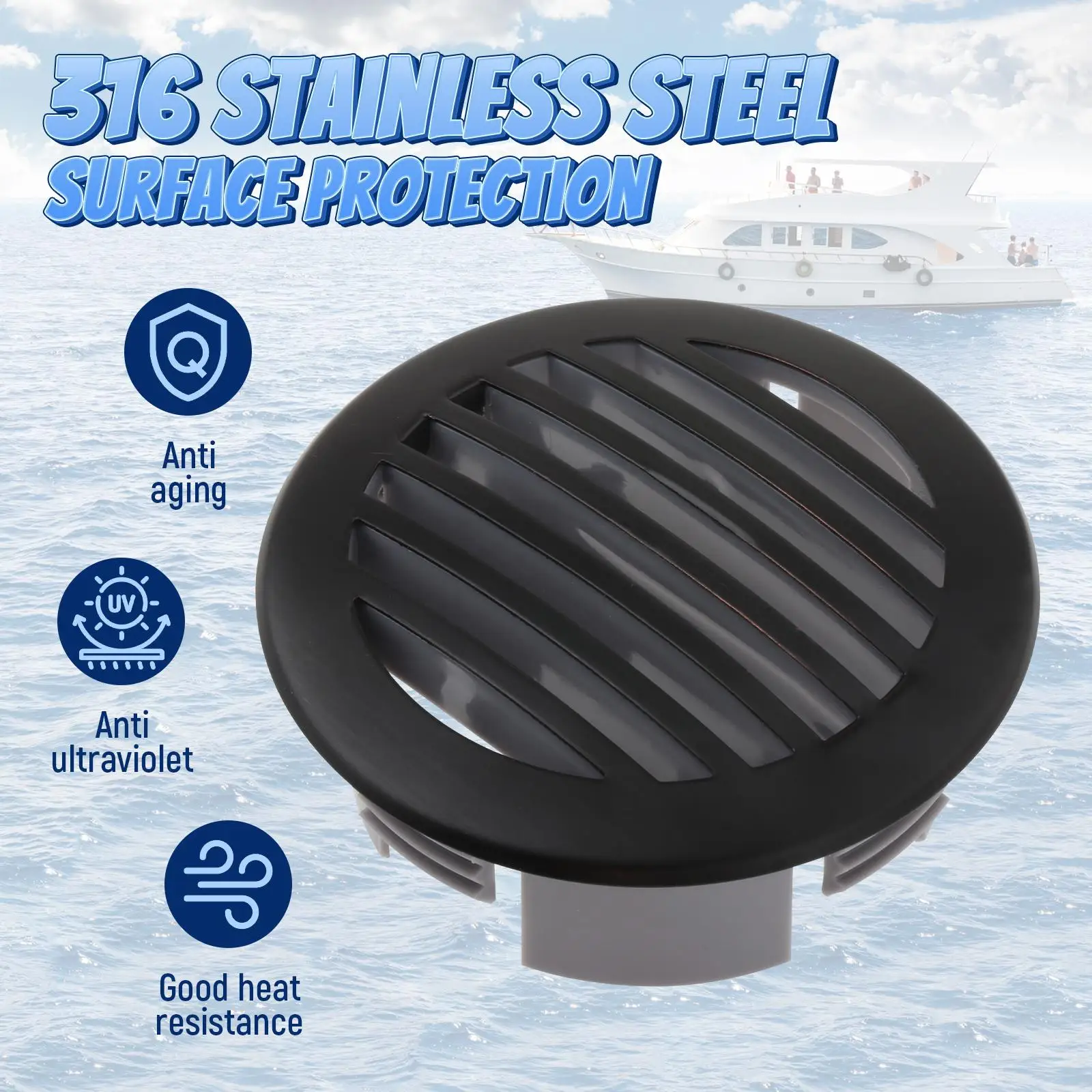 

8 Pieces Round Vent Cover Professional 316 Stainless Steel Replaces Accessory Grill Vent Cover for RV Boats Campers Yachts
