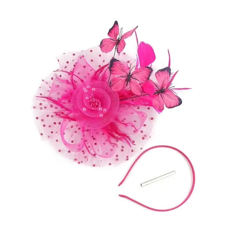 

39BB Модный женский головной убор с узором бабочки для чаепития Элегантная заколка для волос 1920-х годов для важных функций