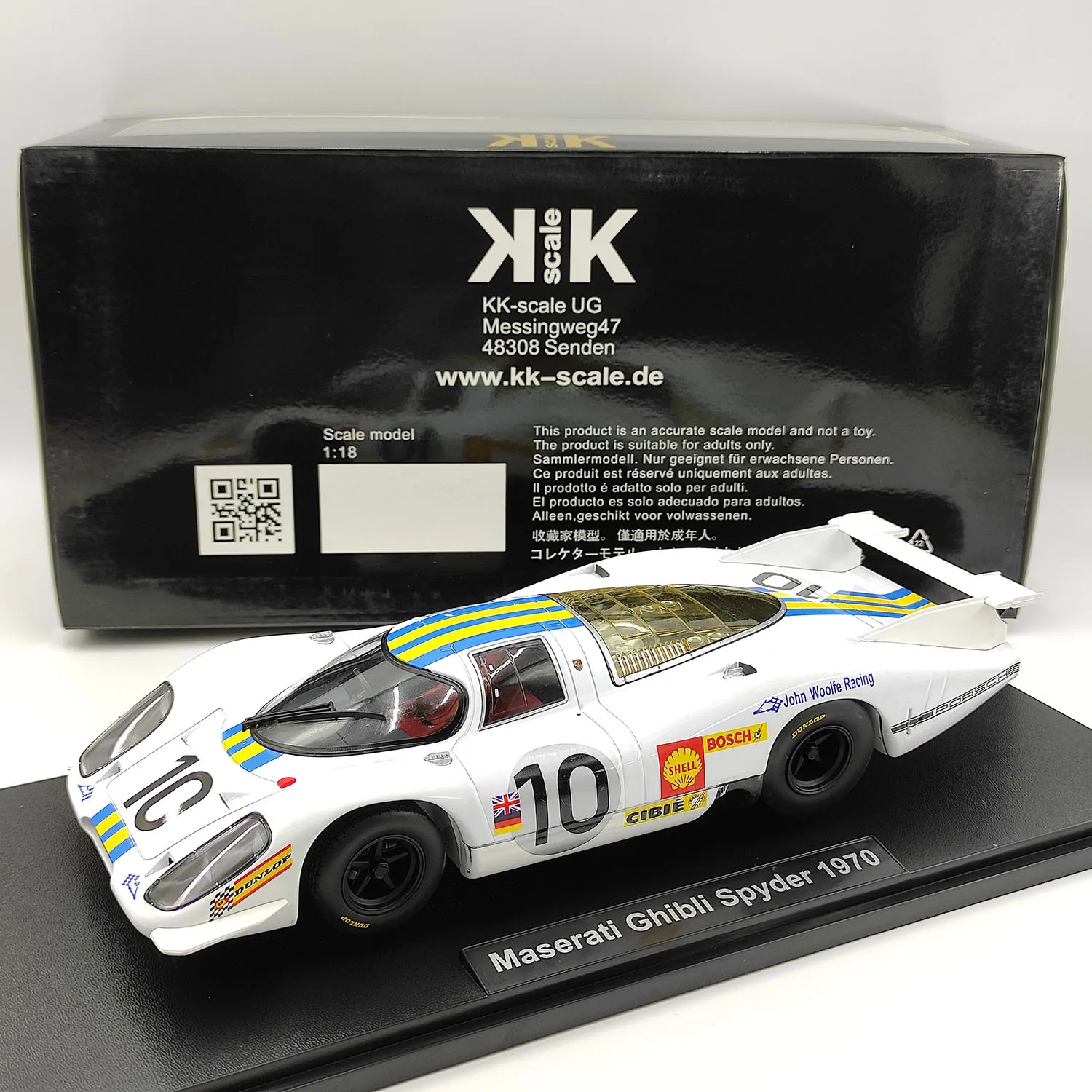 

Defects Diecast KK 1:18 Scale Le Mansay Maserati Ghibli Spyder 1970 #10 Alloy Car Model Collectible Toy Gift Souvenir Display