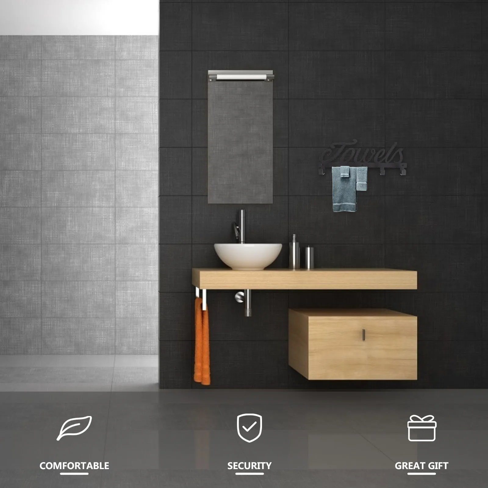 

1Set Towel -Mounted Metal Bathroom Towel Hook Rack Punch-Free Waterproof Corrosion-Resistant Kitchen Clothes Hat