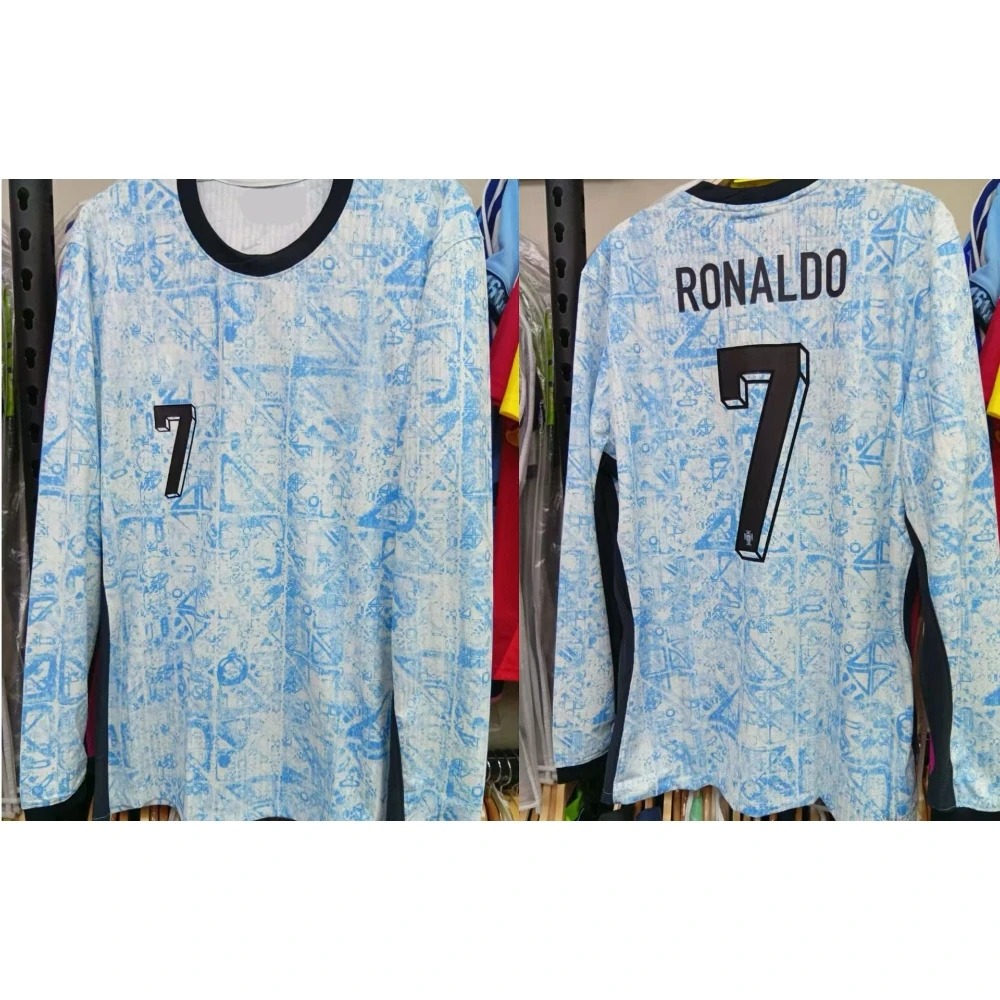 

New European Cup Portugal Away 25 Football Training Men's Long-sleeved T-shirt Sports Short-sleeved Quick-drying Oversized Shirt