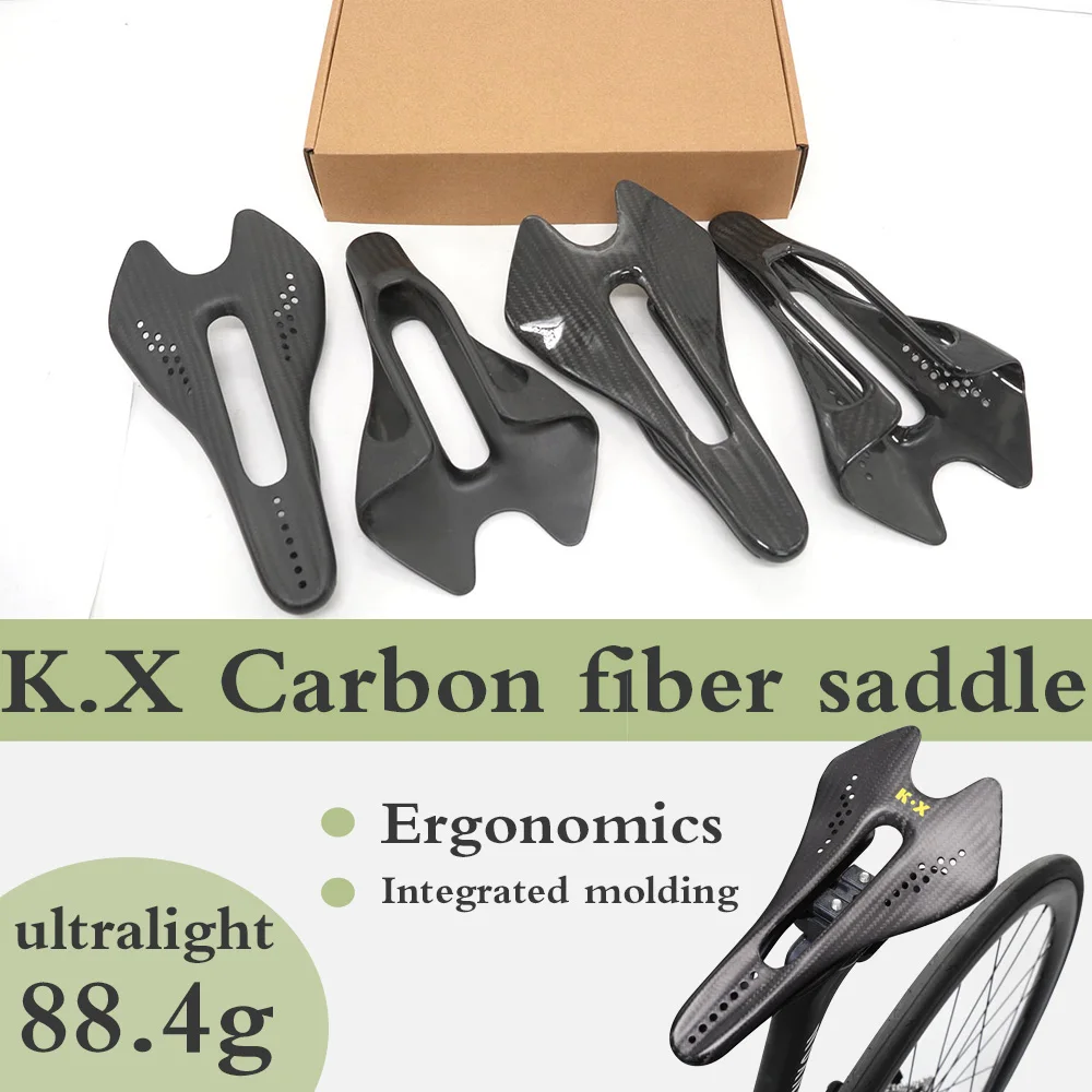 

K.X ultra-light full carbon fiber bicycle saddle, ergonomically, suitable for Road/MTB bikes, lightweight seat weighing 88 grams