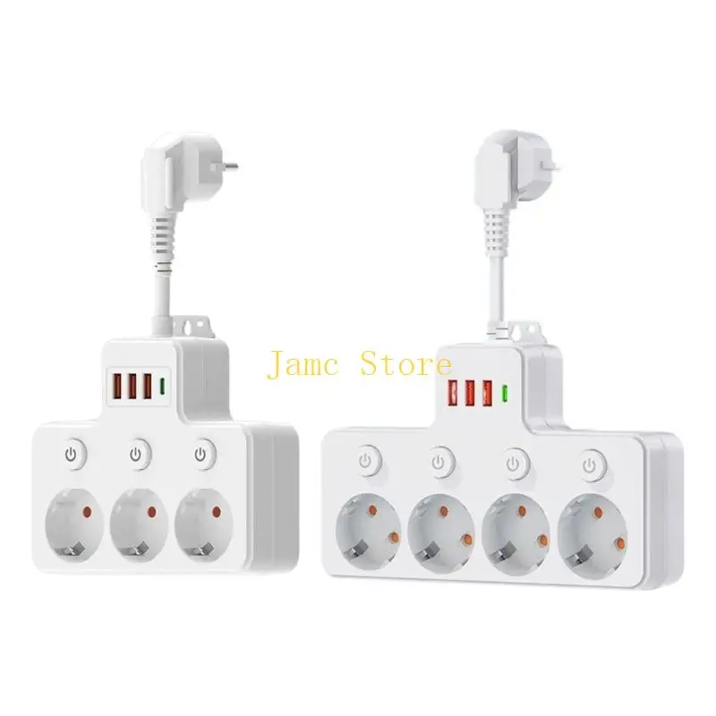 LX0B Power Strips Electrical Outlet Splitter With USB Slots Switcher Controls Energy Efficient Design For Wide Compatibility