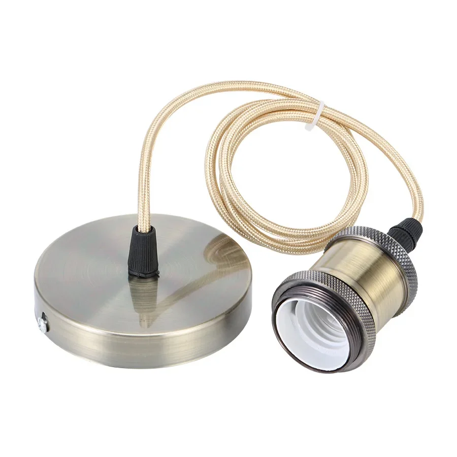 E27 ophangdraad lamphouderset Vintage koperen metalen lamphouder houder gegalvaniseerde aluminium schaal lamphouder