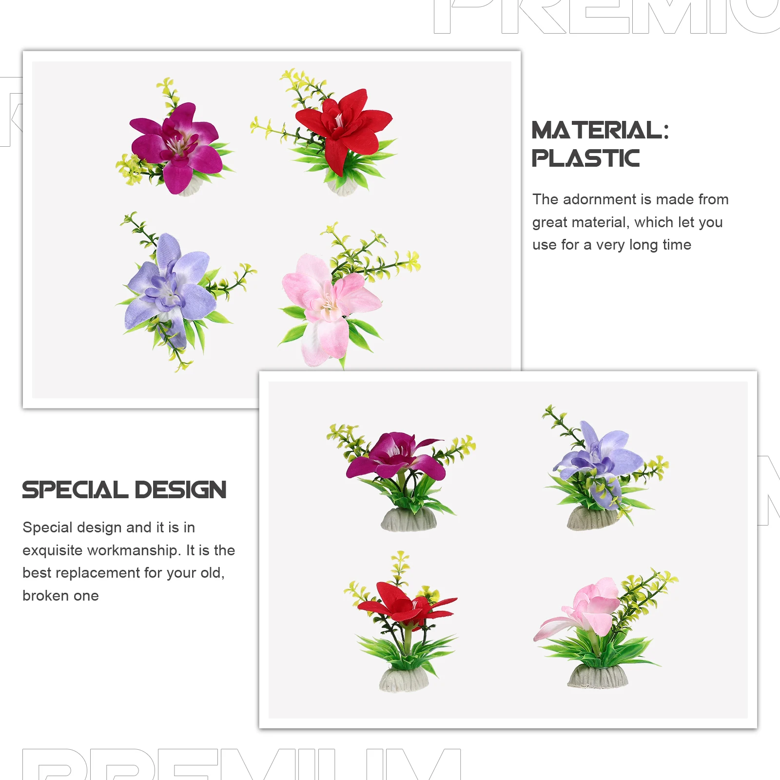 

12Pcs Realistic Plastic Artificial Plants Sushi Plate Flowers Sturdy Replacement for Old Broken Ones Sushi Ornament