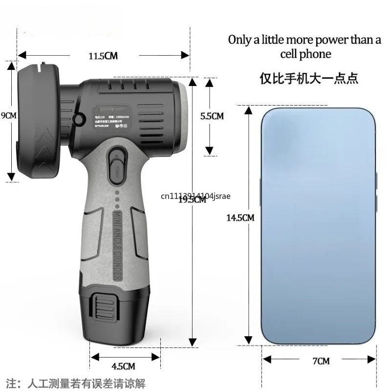 12V Cordless Lithium Mini Angle Grinder, Portable Small Wireless Grinder for Cutting, Grinding, Polishing
