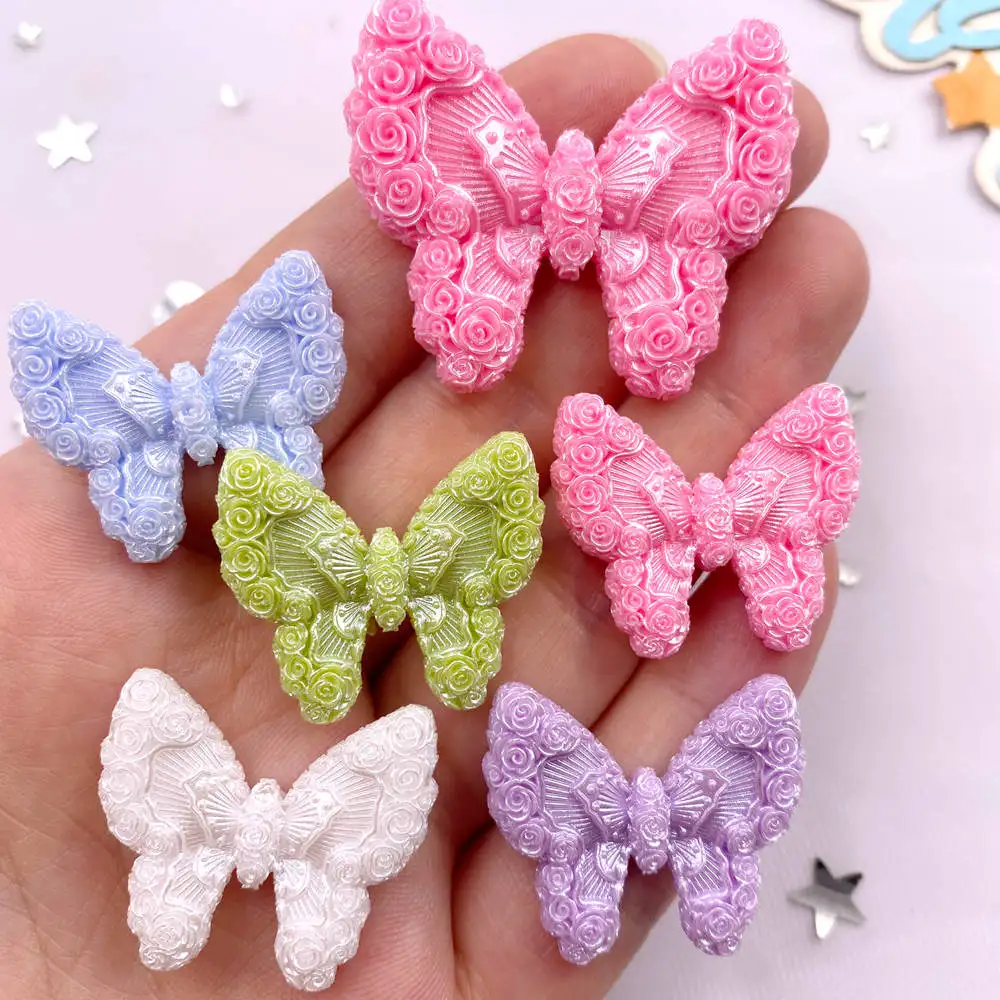 8PCS Mix Colorful Resin Cartoon Butterfly Figurines Flat back Stone DIY Wedding Bow Decor Scrapbook Christmas Accessories Crafts