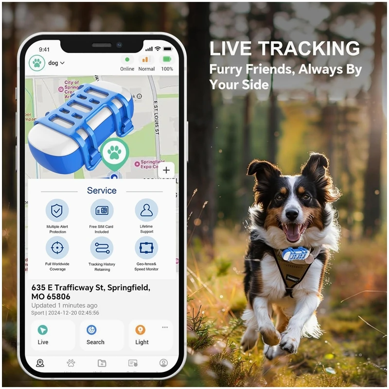 

Dog GPS Tracker Real-time Pet Location Tracker Collar Compatible With Android and Apple