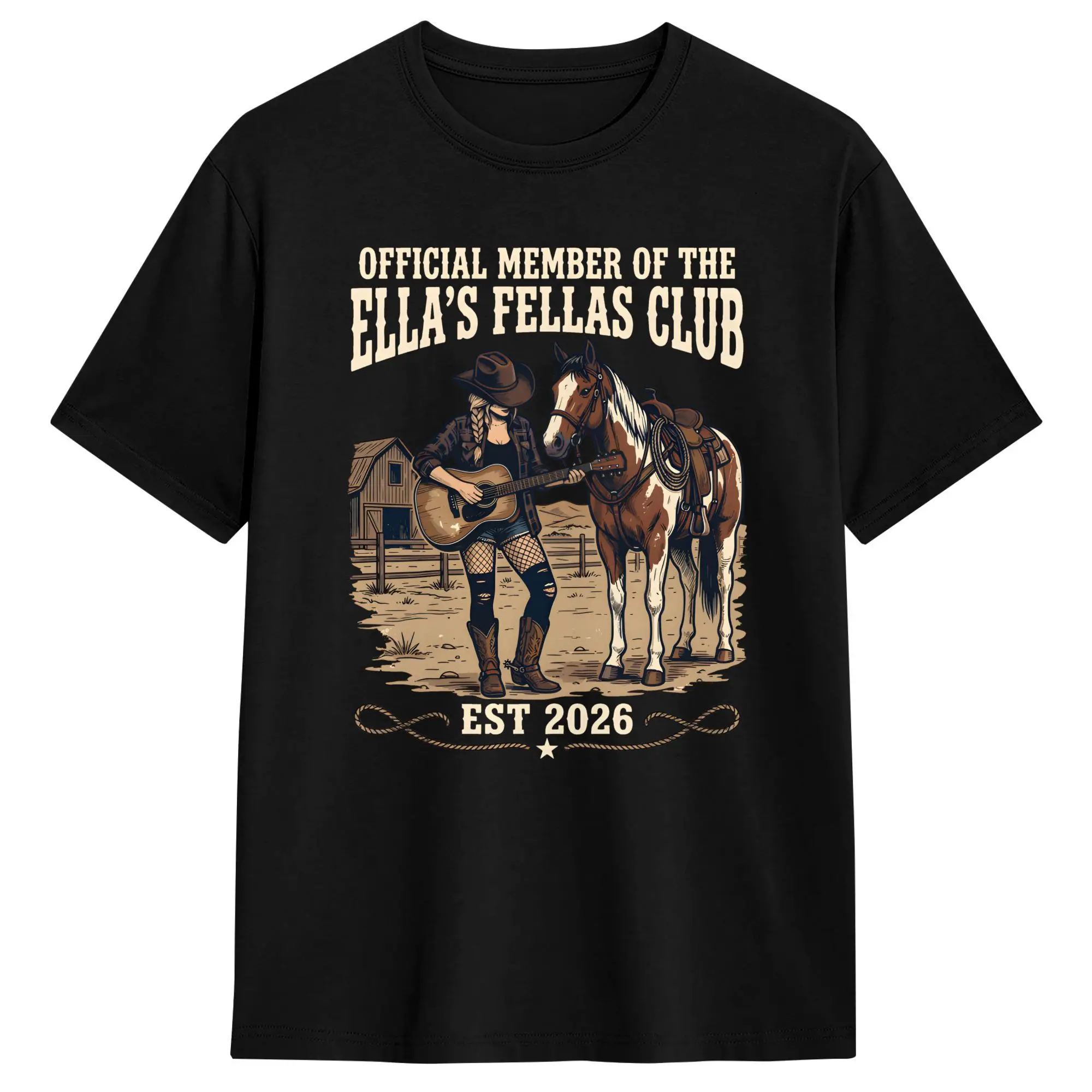 Men Ella Fellas Club T-Shirts  100% Cotton Tops Summer Vintage Short-Sleeved T-Shirt Round Neck Fashion Casual Tshirt