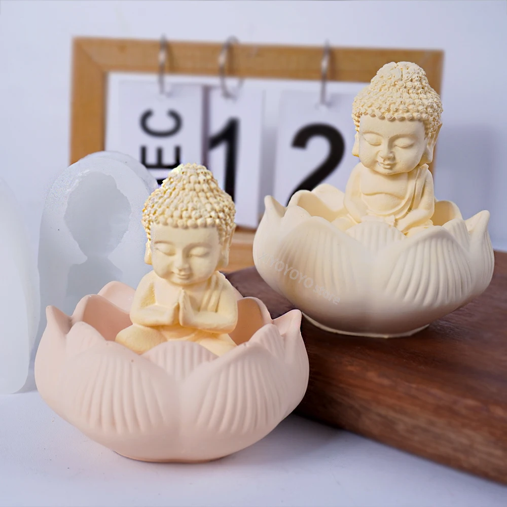 Tathagata Buddha Silicone Candle Mold 3D Church Maitreya Buddha Statue Craft Ornaments Plaster Epoxy Resin Making Mould Supplies