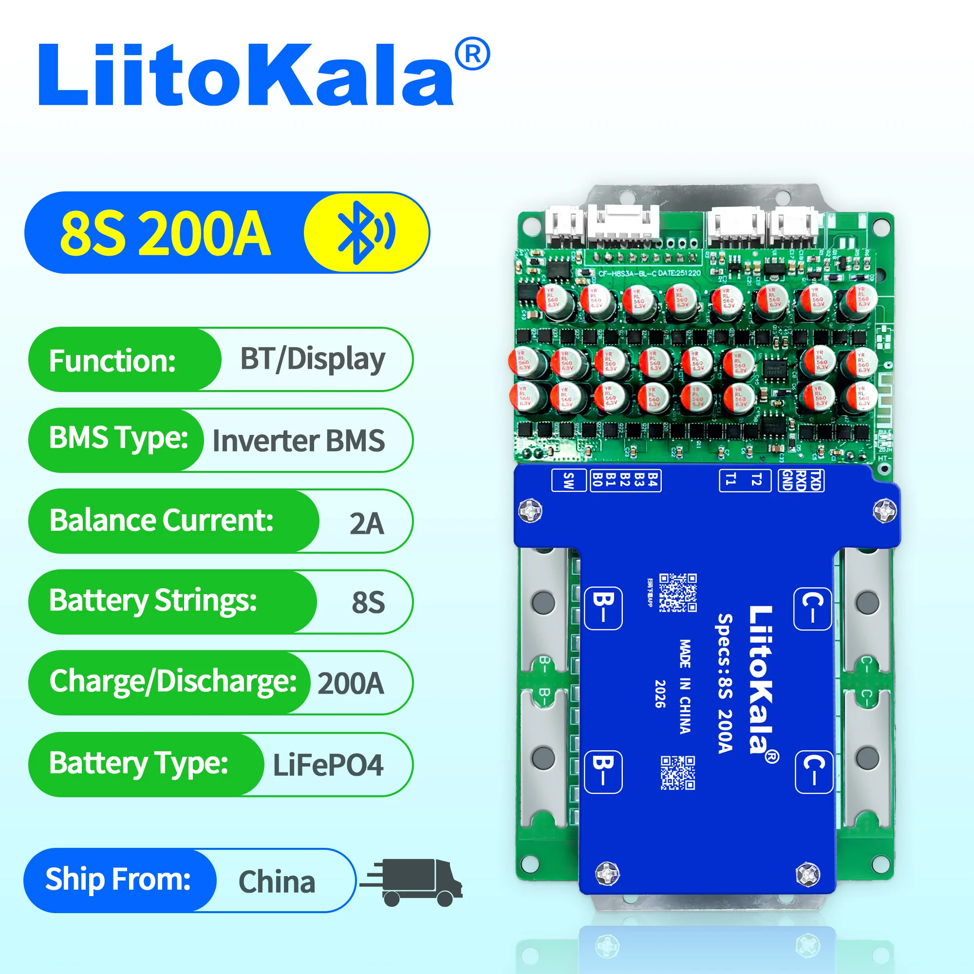 LiitoKala Lifepo4 Akkupack 4S 8S 12V 24V BMS für Dauerbetrieb mit Ausgleichsfunktion