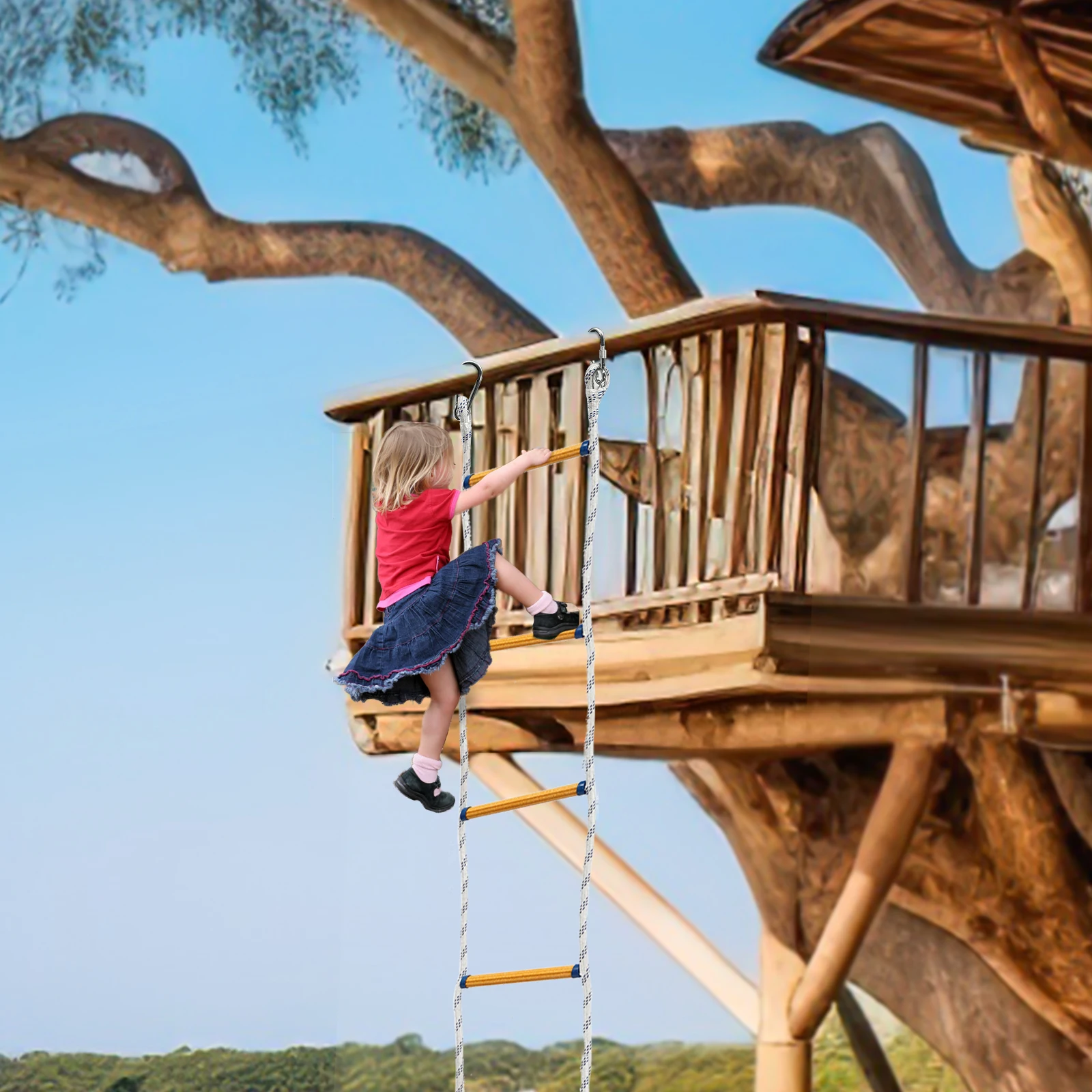 6m Strickleiter feuerfeste Rettungs seil leiter Balkon rettungs leiter mit 2 Karabinern für Hauptfenster Balkon geländer baum
