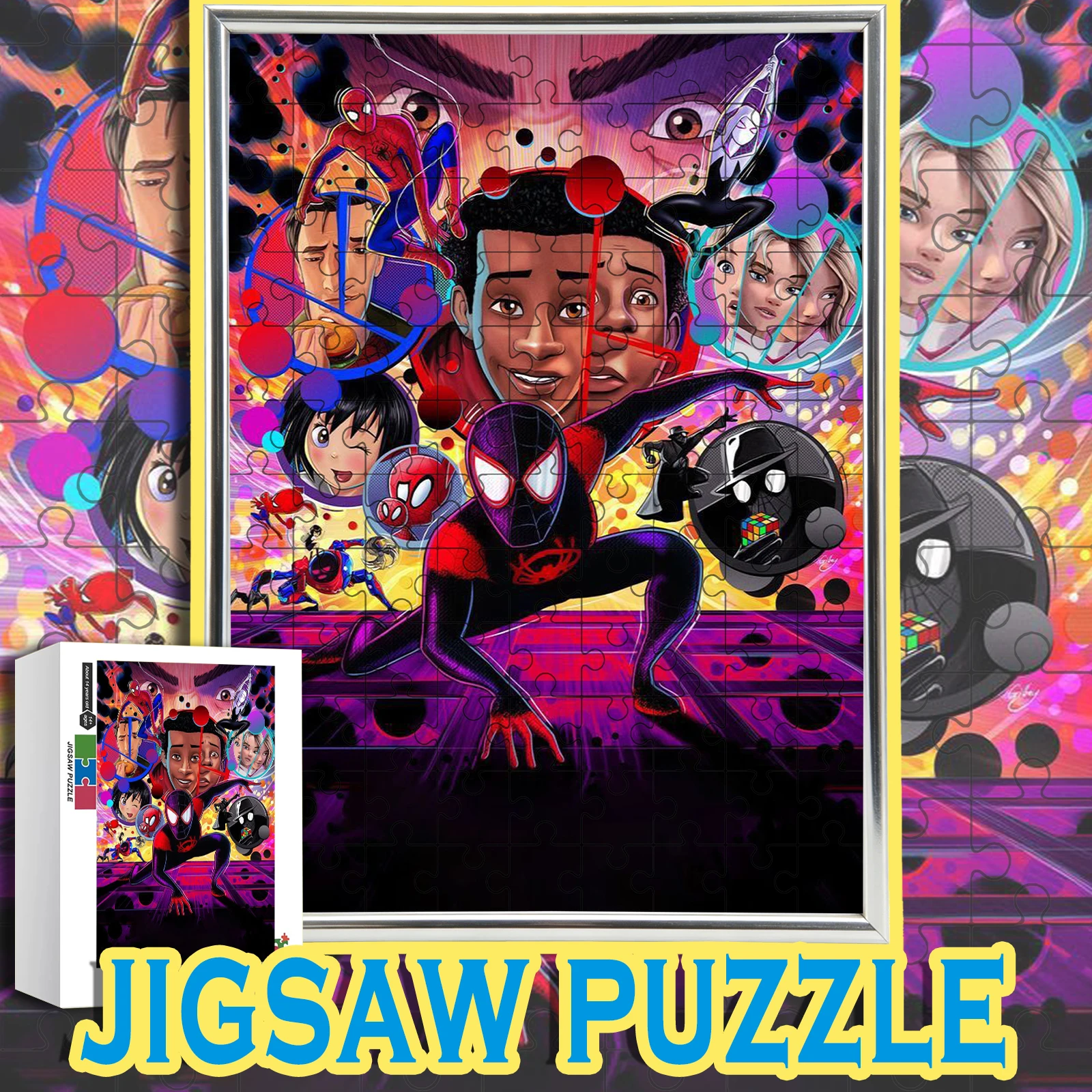 

Spider-Verse Multiverse Collage Jigsaw Puzzle 108-1000pcs, Color Gift Box - Miles Morales Scene Decor