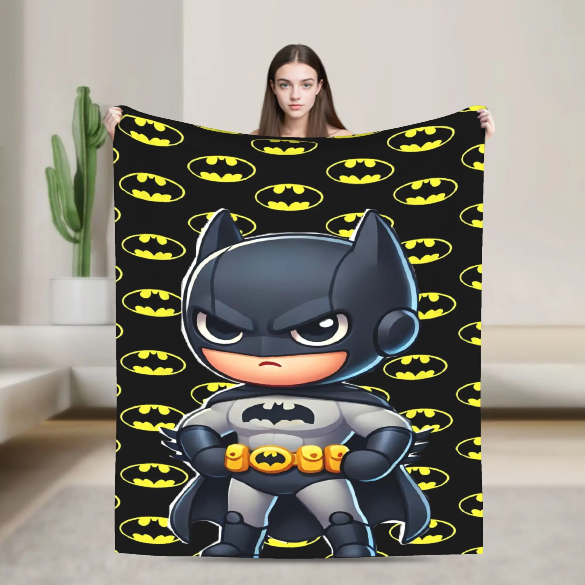 Batmans Cartoon Plush Blanket Students  Flannel Throw Blanket For Couch Chair Warm Design Quality Bedspread Gift Idea