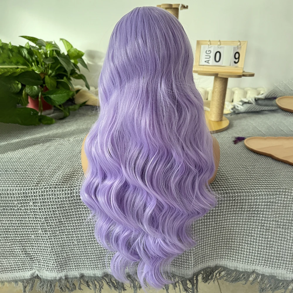 الأرجواني موجة عميقة شعر مستعار الاصطناعية الدانتيل الباروكات للنساء طويل الجسم موجة الدانتيل الباروكات ارتداء اليومي الضوء الأرجواني شعر مستعار تأثيري شعر مستعار الدانتيل أمامي