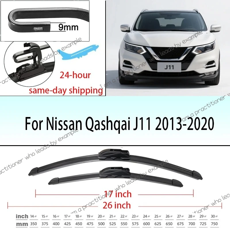 For Nissan Qashqai J11 2013-2020 2014 2015 2016 Wiper Front Wiper Blades Windshield Windscreen Window Brushes 26