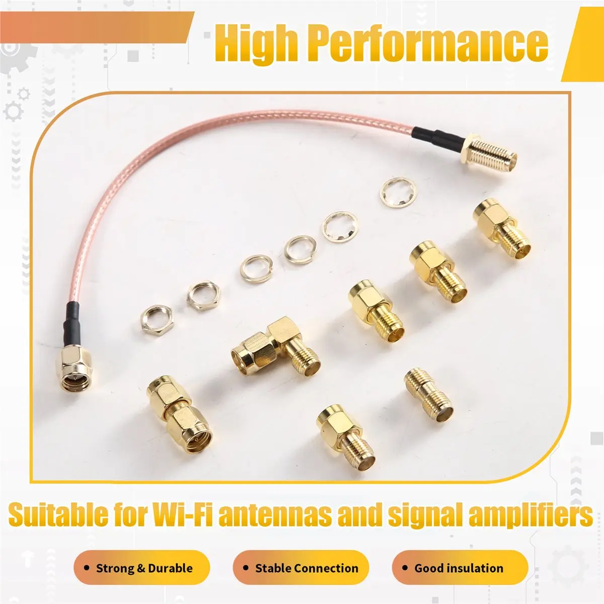 SMA Male to SMA Female Cable Assembly 15cm with 7 Units Sma Adapters Sma Male Sma Female Rpsma Male, RG316 Cable