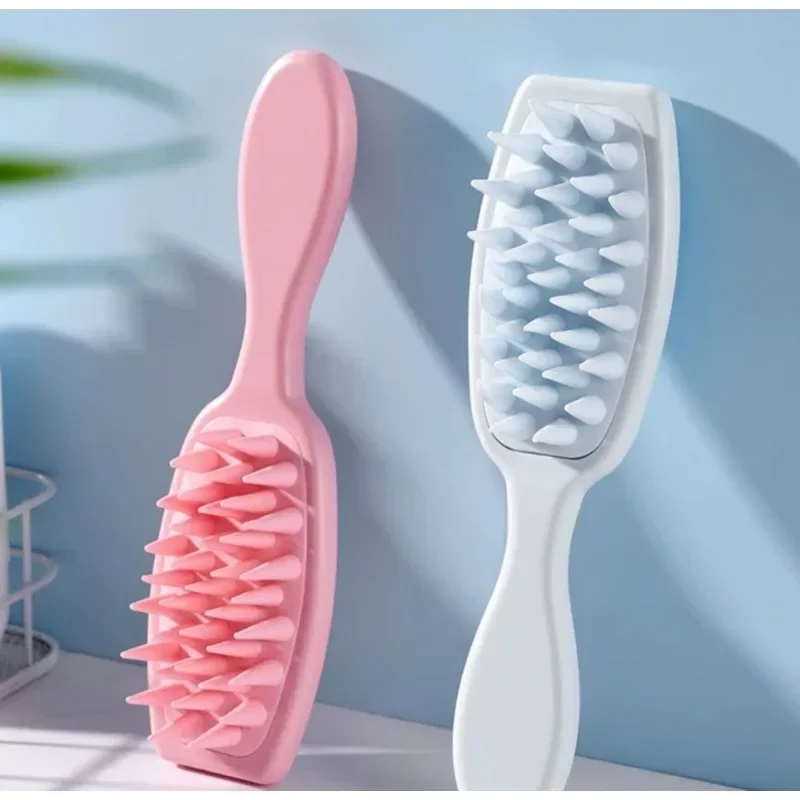 Silicone Shampoo Brush Scalp Massage Brush Head Washing Comb Long Handle Hair Massager Bath Brush Body Scrubber Hair Accessories