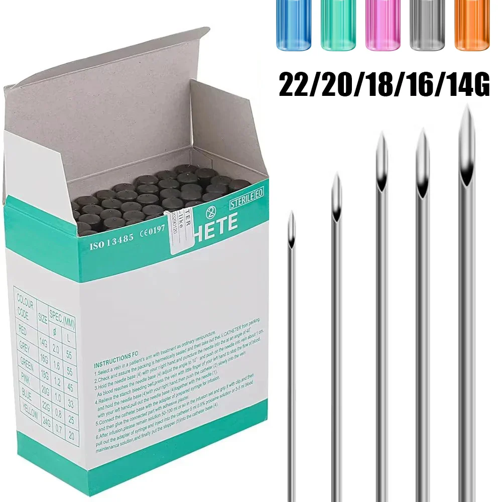 100/50/10pcs Piercing Needles Sterile Disposable Body Piercing Tattoo Needle Ear Nose Tongue Belly Piercing Tool 14/16/18/20/22G