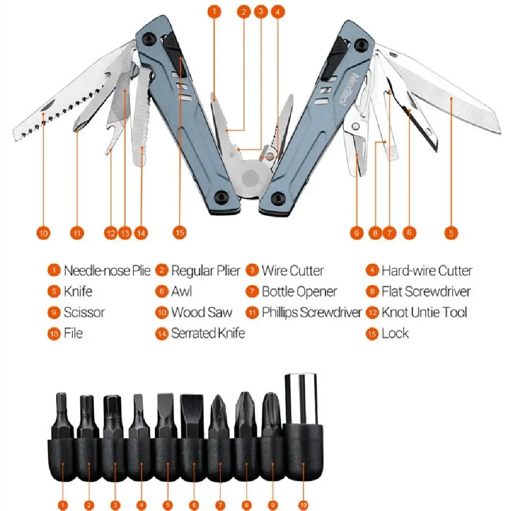 NexTool Sailor Pro Multitool Pliers 14 In 1 Portable Folding Pocket Knife Scissors Screwdriver Outdoor Survival EDC Multi Tools