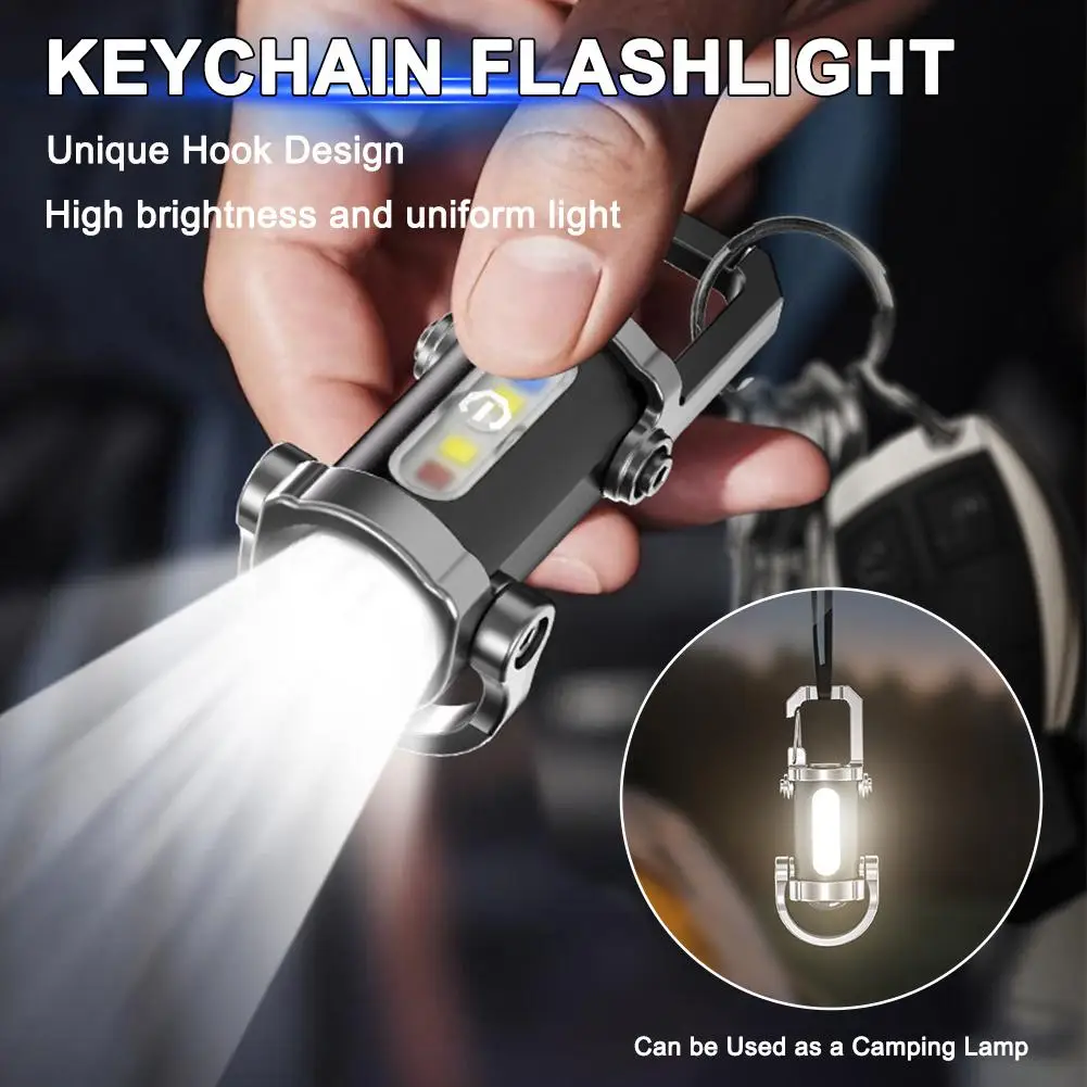 Portable Waist-mounted Keychain Mini Flashlight Multifunctional Emergency Charging Waterproof Keychain