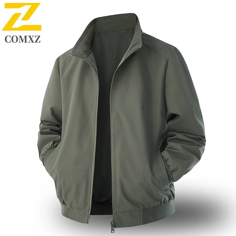 

COMXZ Мужская осенняя новая куртка, классическая куртка с воротником-стойкой, ветрозащитное пальто для работы на открытом воздухе, деловая повседневная стильная легкая одежда