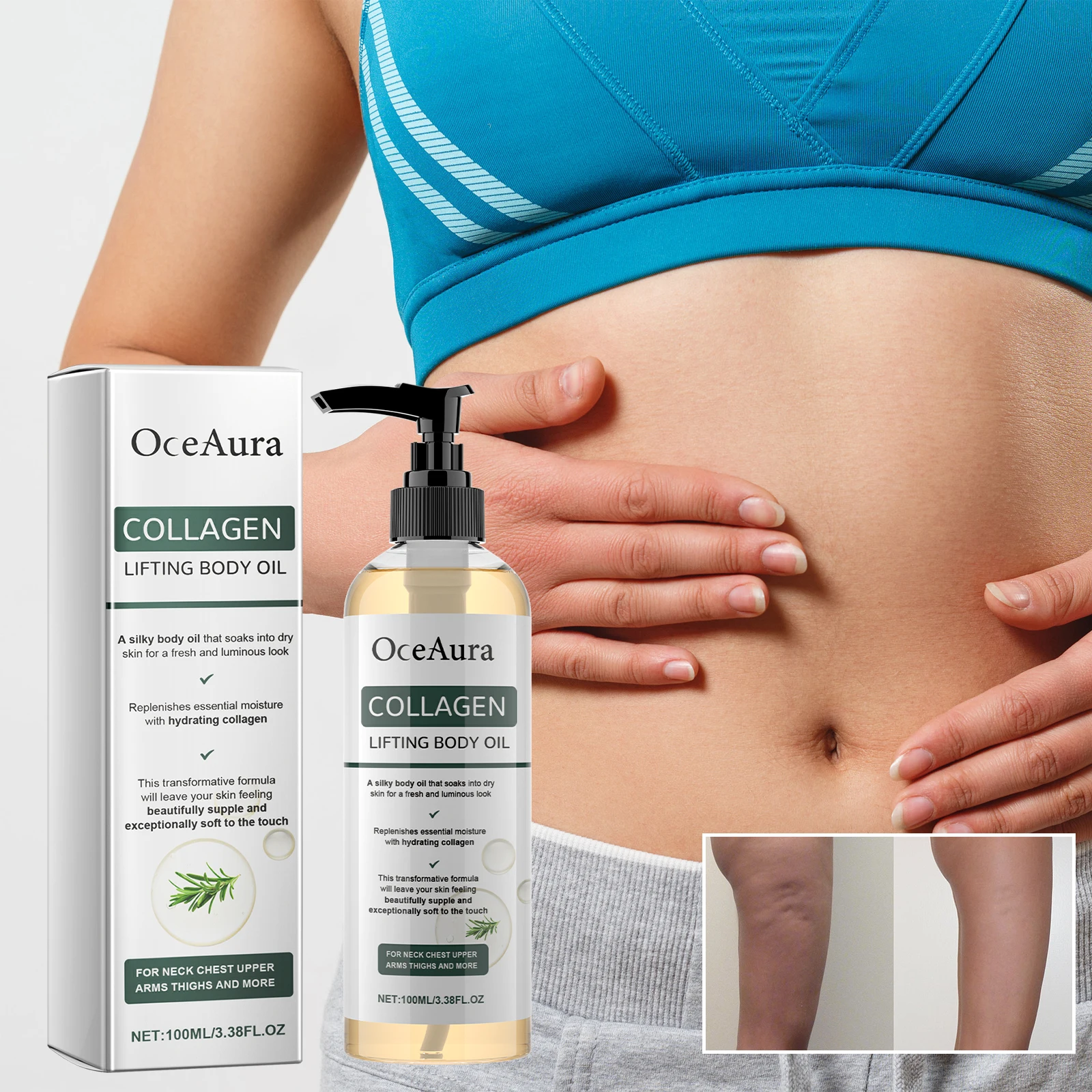 Hydrating Moisturizing Lifting Body Oil Shower Pure Essential Oil Fresh Scent Anti-Aging Softens Crepey Skin for Women And Men