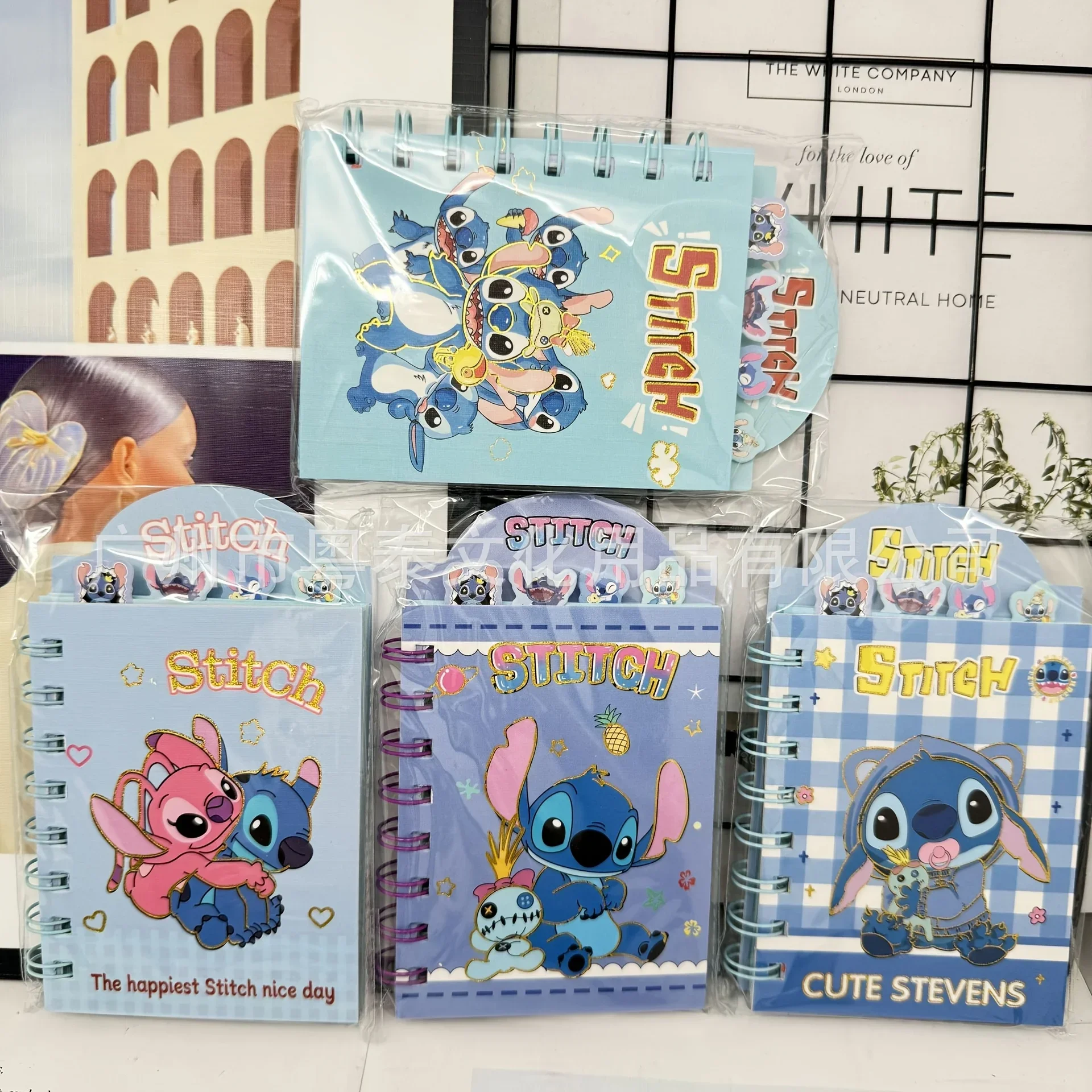 4pcs Stitch Angel Cartoon Spiral Notebook Set Cute Lined Journal for Students Fans Stationery