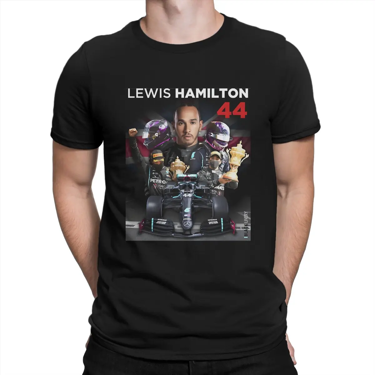 AMG T-Shirt for Men Lewis Hamilton Racer Vintage 100% Cotton Tee Shirt Crew Neck Short Sleeve T Shirt Summer Clothes