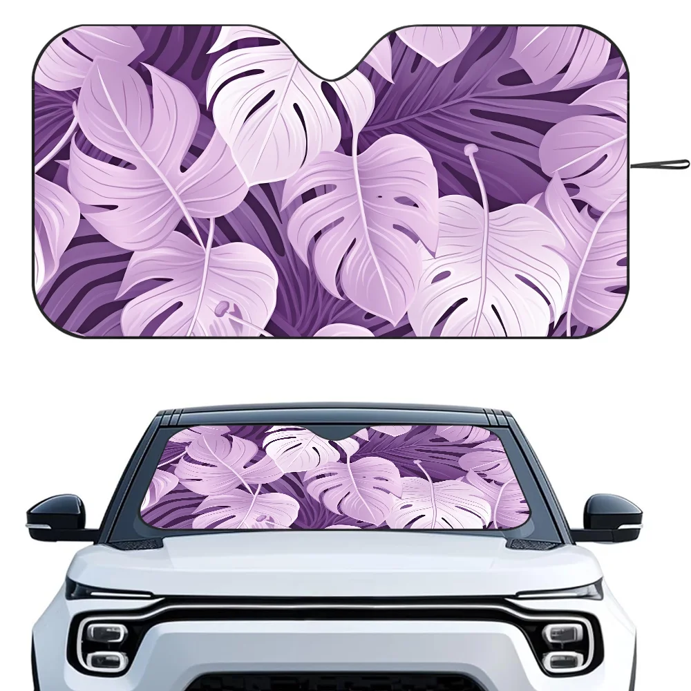 

Purple Tropical Leaves Car SunSha Heat-insulating Aluminum Film Windshield Sunshas UV Rays Blocks Car Sun Visor Protector