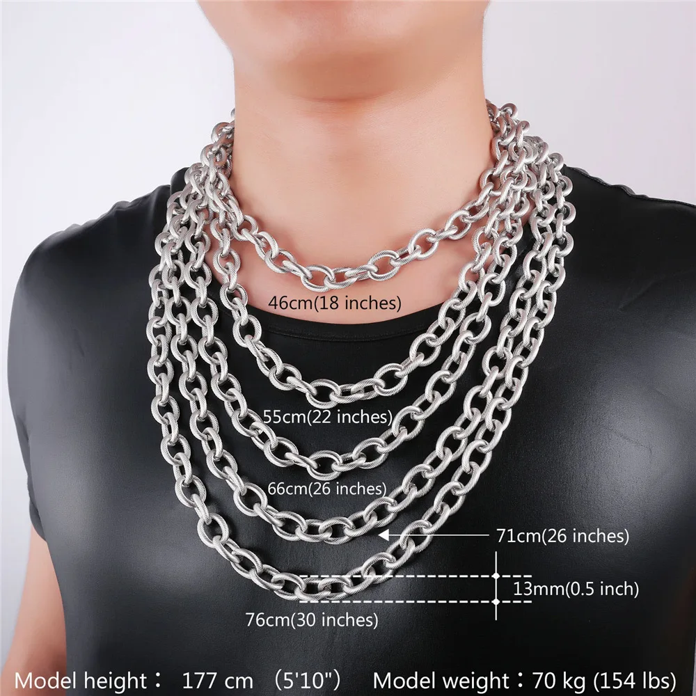 U7 Chunky Big Cable Chain Necklace Bracelet Set For Woman Men Stainless Steel Gold Color Jewelry Sets Trendy S831