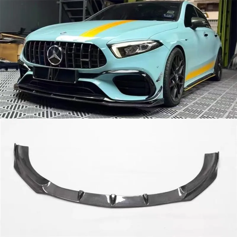 

For Mercedes-Benz A Class W118 CLA35 45 220 2019-2024 Real Carbon Fiber Front Lip Front Bumper Under Spoiler Splitter Body Kit