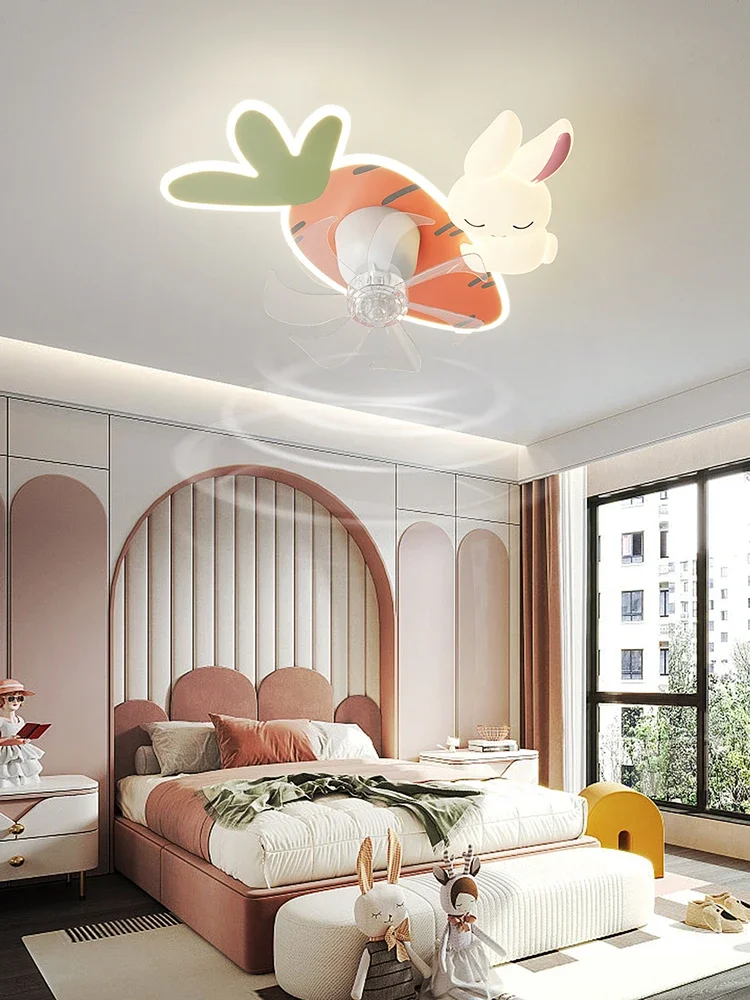 Lámpara de protección ocular para niños, lámpara de techo con forma de conejo, suave y sin aspas, estilo nórdico, para habitación de niño y niña, 220V