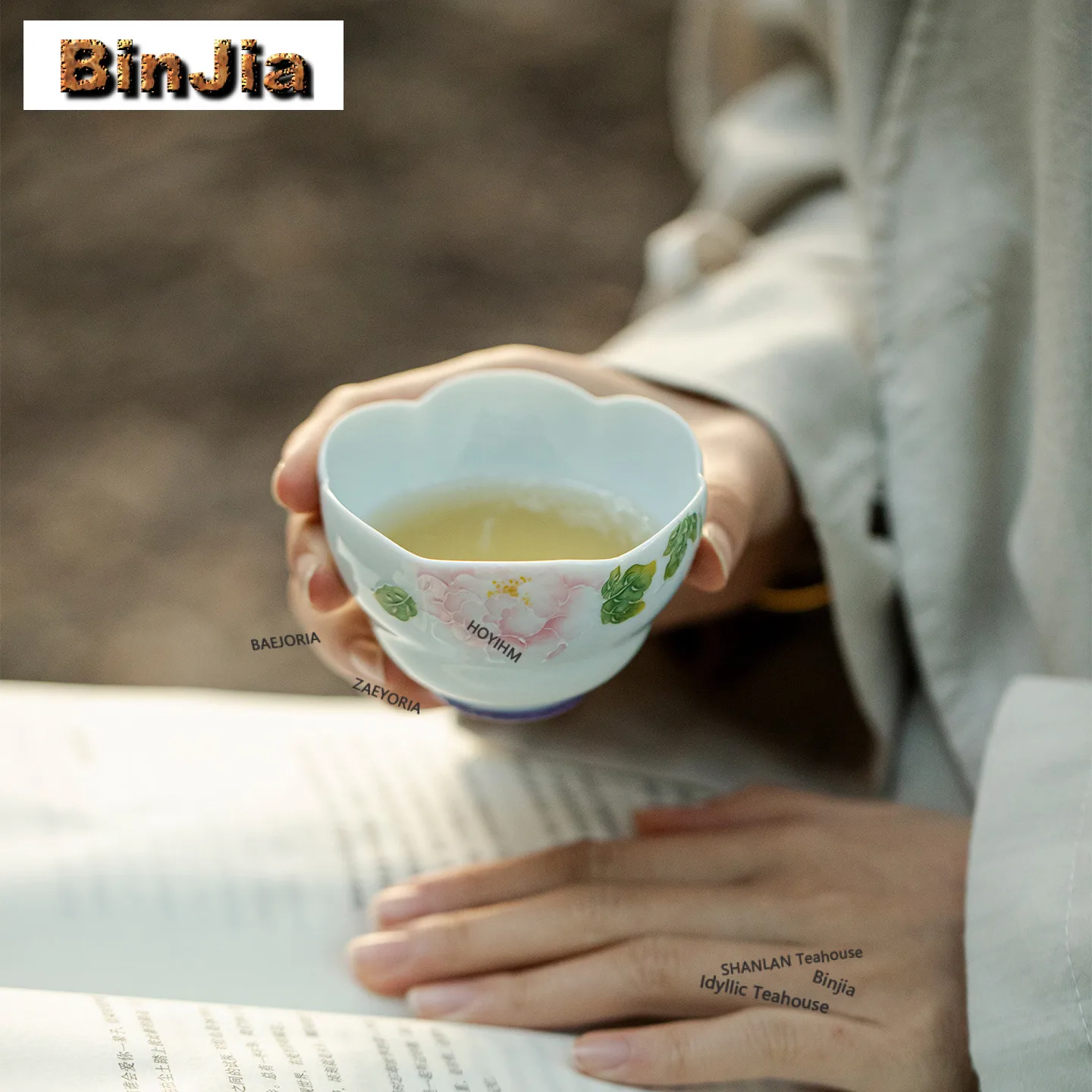 

100ml Hand-painted Peony Teacup Creative Tea Bowl Water Jug Tea-tasting Meditation Cup Chazhan Master Cups Tableware Decoration