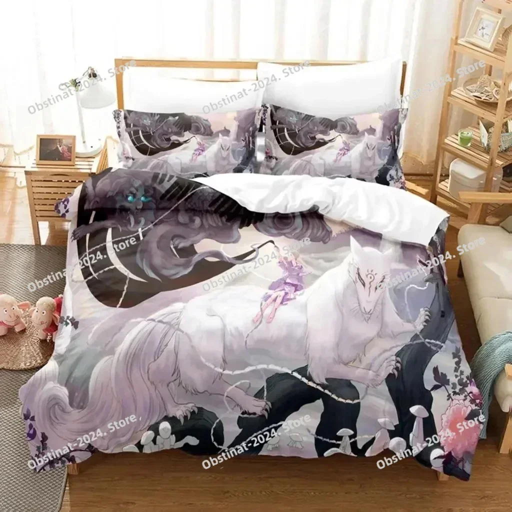 Anime Natsume Book of Friends Nyanko Bedding Set Printed single Comforter Duvet Cover Pillow Case 3 Pieces Sets Kids Adult Size
