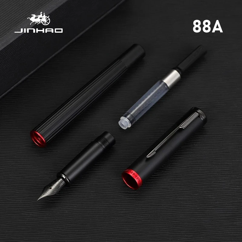 Металлическая перьевая ручка Jinhao 88A, элегантная роскошная ручка, черное, красное перо EF F, ручки с чернилами для письма, канцелярские принадлежности, офисные школьные принадлежности