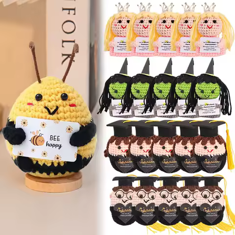 Crochet Positive Potato Kawaii Handmade Dolls Funny Card Office Interior Home Decor Halloween Christmas Gifts Desk Accessories