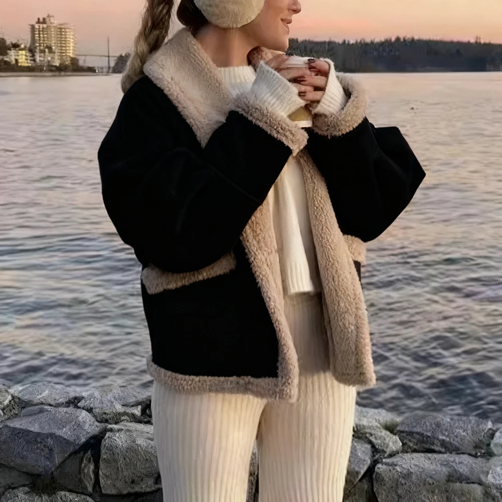 

Cold Weather Wear Winter Outerwear Coat Plush Warm Winter Jacket Autumn Coat Long Sleeve Cardigan Autumn Fashion Casual Wear