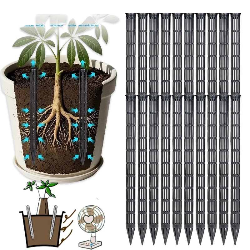 10Pcs Plant Aeration Tubes for Pots -Root Rot Prevention,Prevent Overwatering for Healthy Roots, Gardening Tools Suitable