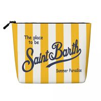 S-Saint B-Barth Travel-Friendly Single-layer imitation linen Cosmetic Bag Store All Your Essentials On the Go