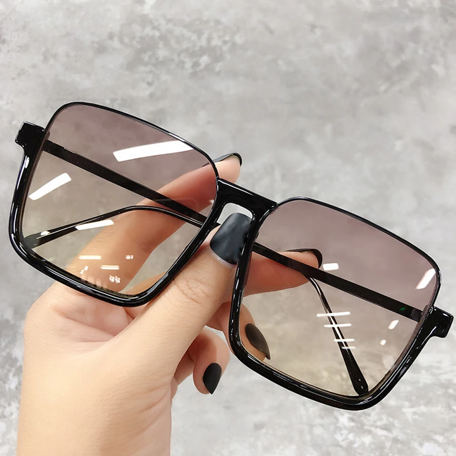 Okulary przeciwsłoneczne damskie męskie Oversize nowa luksusowa marka Design Retro Travel Drive pół-Rimless kwadratowa ramka okulary przeciwsłoneczne w stylu Vintage Unisex